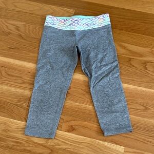 Iviva Gray Girld Leggings with Colorful Waistband